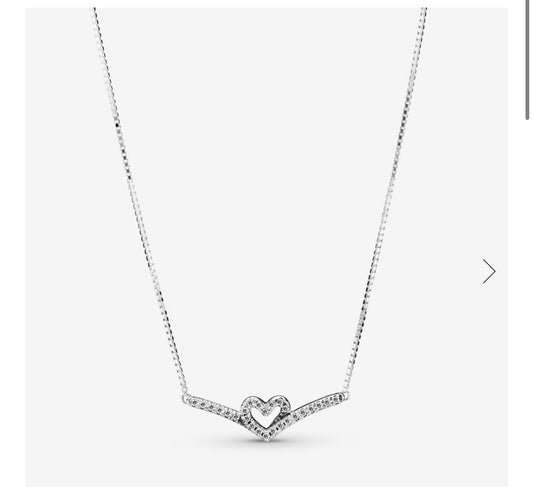 Sparkling Wishbone Heart Collier Necklace