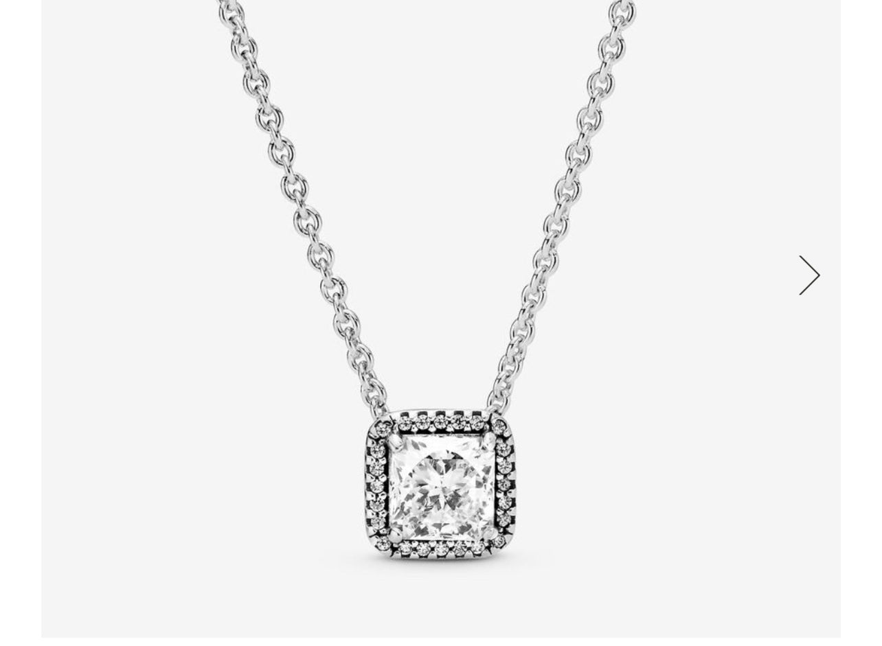 Square Sparkle Halo Necklace