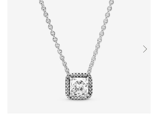 Square Sparkle Halo Necklace